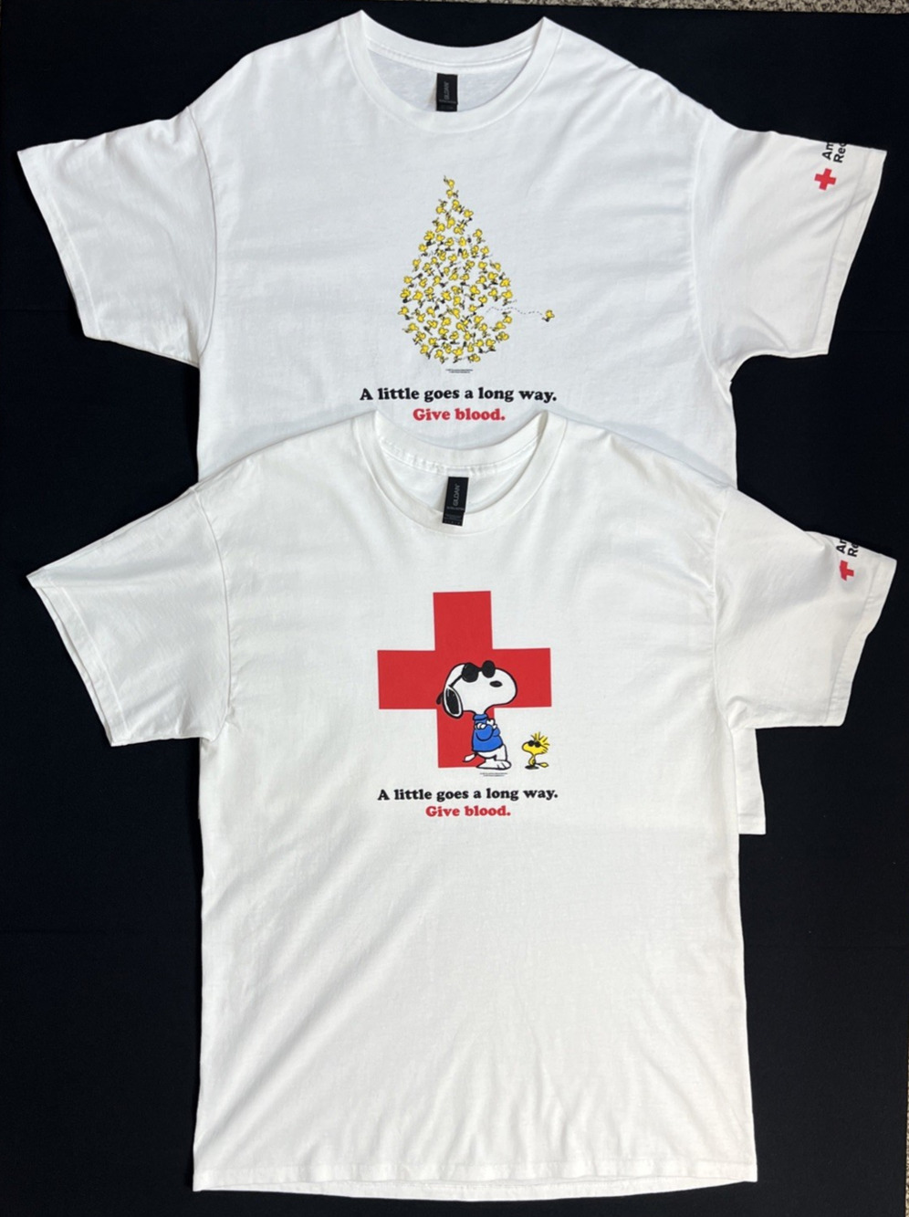 Peanuts Snoopy & Woodstock American Red Cross Blood Donation T Shirts Lot Size L